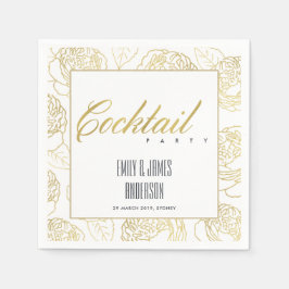 LUXE IMITATE GOLD ELEGANT ROSE FLORAL COCKTAIL PAR SERVIETTE