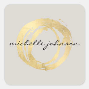 Luxe Imitate Gold lackierte Circle Designer Logo a Quadratischer Aufkleber