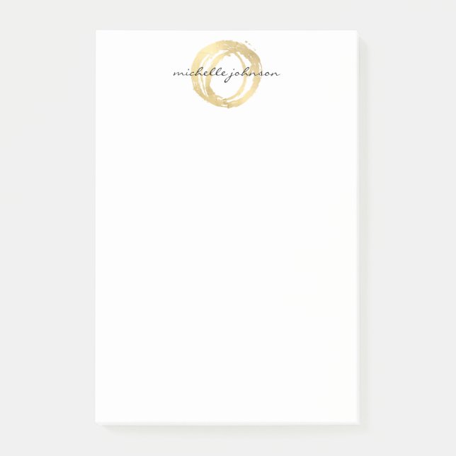 Luxe Imitate Gold lackierte Circle Designer Logo Post-it Klebezettel (Vorderseite)