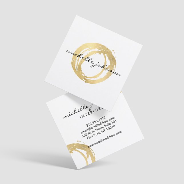 Luxe Imitate Gold lackierte Circle Designer Logo Quadratische Visitenkarte (Von Creator hochgeladen)