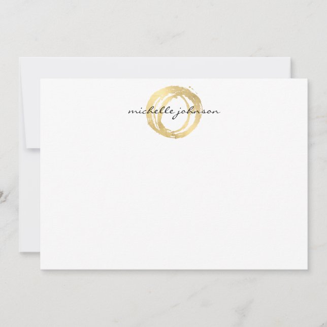 Luxe Imitate Gold lackierte Circle Flat Notecard Mitteilungskarte (Vorderseite)