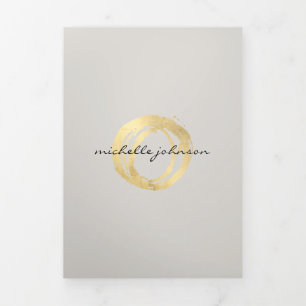 Luxe Imitate Gold Painted Circle Logo auf Tan Bros Dreifach Gefaltete Karte