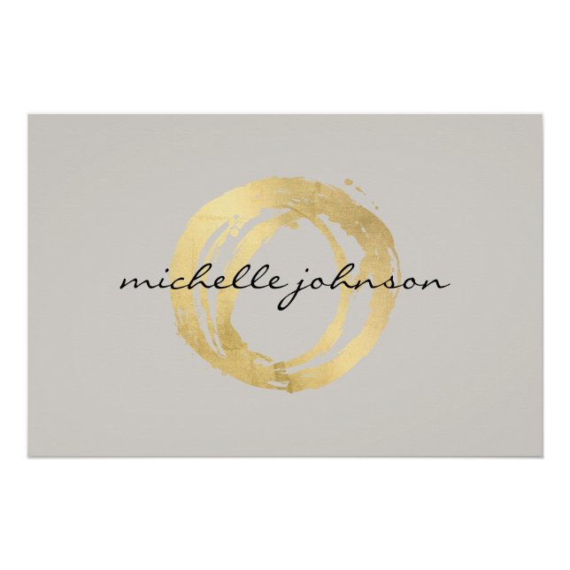Luxe Imitate Gold Painted Circle on Tan Logo Downl Poster (Vorderseite)