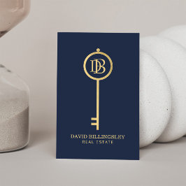 Luxe Imitate Gold Skeleton Key Monogram Realtor Na Visitenkarte