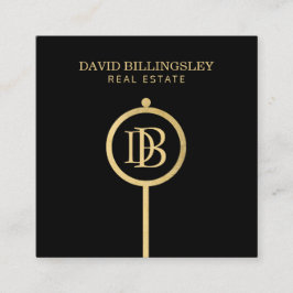 Luxe Imitate Gold Skeleton Key Monogram Realtor Quadratische Visitenkarte