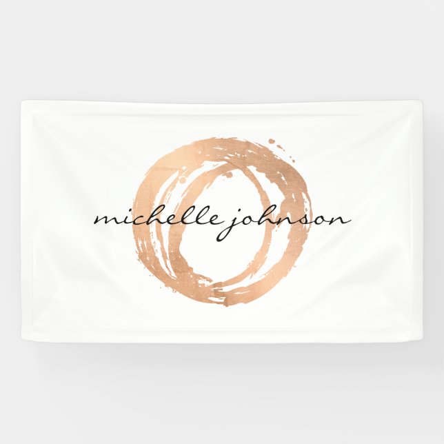 Luxe Imitate Rose Gold Painted Circle Designer Log Banner (Horizontal)