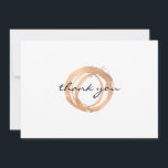 Luxe Imitate Rose Gold Painted Circle Vielen Dank Mitteilungskarte<br><div class="desc">Auf dieser Dankeschön-Karte zeigt ein Bio, bemalteter Kreis in Imitaten aus Rose-Gold ein künstlerisches Design. Die Rückseite der Karte wird absichtlich leer verlassen, um ausreichend Schreibraum zu bieten. Ideal für Dankeschön-Notizen, Ankündigungen oder persönliche Schreibwaren - einfach den Text "Danke" auf der Vorderseite der Karte für Ihren eigenen Gebrauch aktualisieren. Kunst...</div>