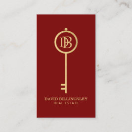 Luxe Imitats Gold Skeleton Key Monogram Realtor Re Visitenkarte