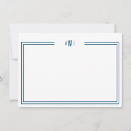 Luxe Initial Personal Stationery Aquamarin Mitteilungskarte