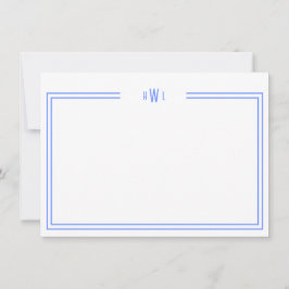 Luxe Initial Personal Stationery Blue Mitteilungskarte
