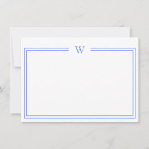 Luxe Initial Personal Stationery Blue Mitteilungskarte