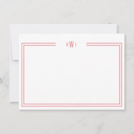 Luxe Initial Personal Stationery Coral Mitteilungskarte