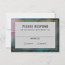 Luxe Ink Wash Jewel Tones Wedding RSVP