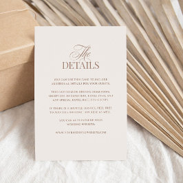 Luxe Ivory and Mocha Taupe | Wedding Guest Details Begleitkarte