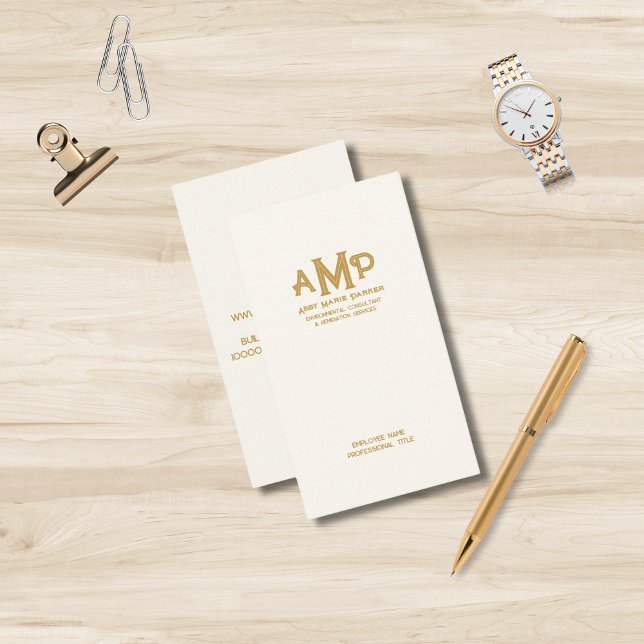 Luxe Ivory Gold 3 Letter Monogram Business Logo Visitenkarte (Von Creator hochgeladen)
