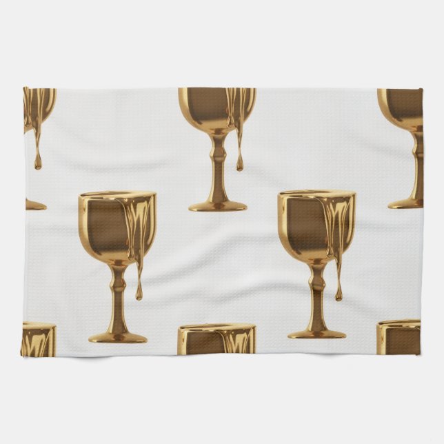 Luxe Kitchen Tea Towels Set: 3D Liquid Gold Flowin Geschirrtuch (Horizontal)