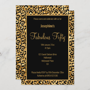LUXE LEOPARD ALL SCHWARZ GOLD CUSTOM INVITATION EINLADUNG