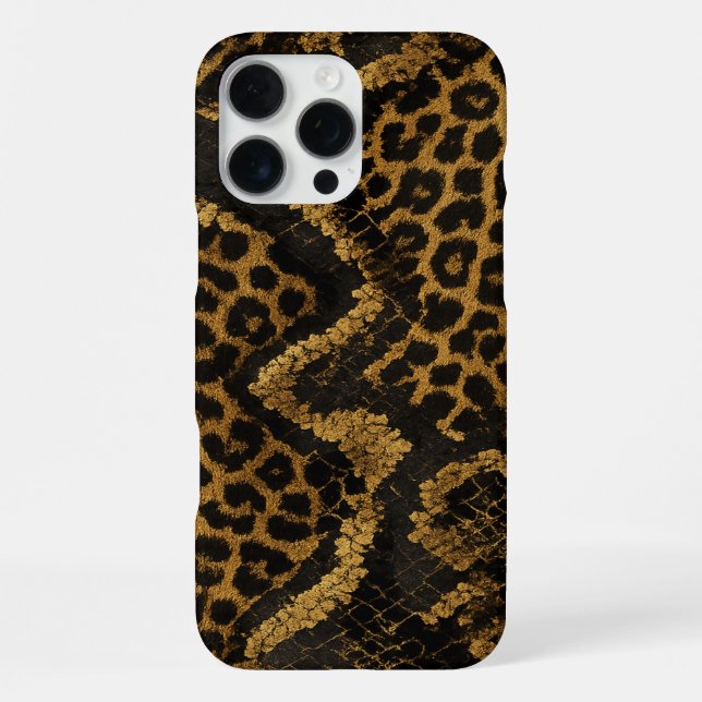Luxe Leopard-Python Fusion Print iPhone Hülle (Rückseite)