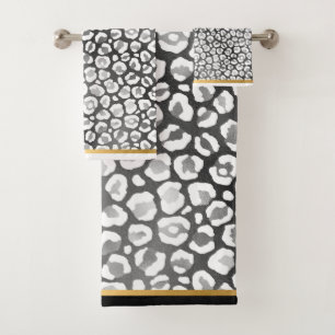 LUXE LEOPARD SILVER GOLD BADEZIMMER TOWEL BADHANDTUCH SET