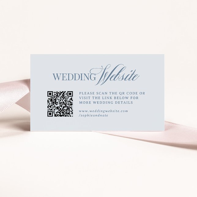 Luxe Light Dusty Blue | Hochzeitswebsite QR Code Begleitkarte (Von Creator hochgeladen)