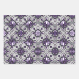Luxe Lila Edelsteine Silver Wrapping Paper Set Geschenkpapier Set