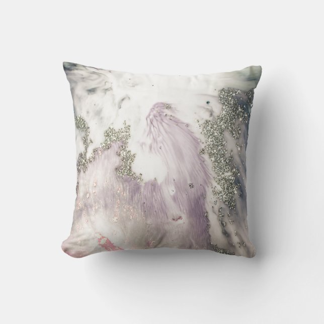 LUXE LILA LILAC SILVER MARBLE INSPIRIERT CUSHION KISSEN (Vorderseite)