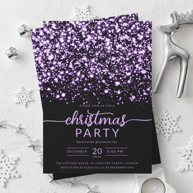 Luxe Lila Winter Shiny Stars Company Xmas Einladung (Luxe Purple Winter Shiny Stars Company Xmas Invitation)