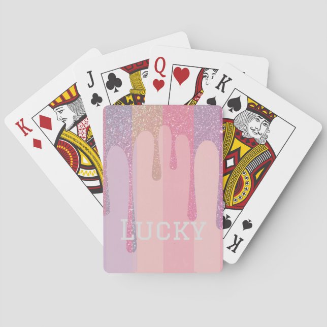 Luxe Lucky Gold Glitter Pastel Card Deck Spielkarten (Rückseite)