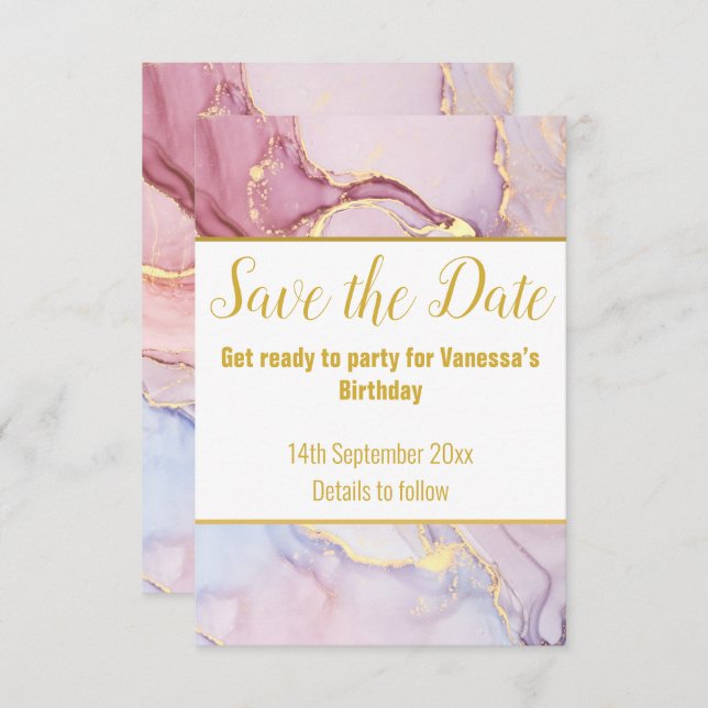 LUXE MARBLE PASTEL SAVE THE DATE RSVP CARD (Vorne/Hinten)