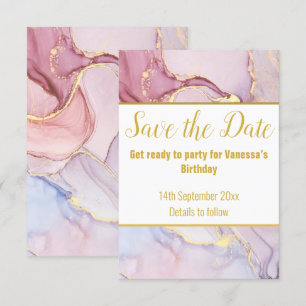 LUXE MARBLE PASTEL SAVE THE DATE RSVP CARD KARTE
