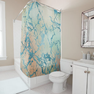 Luxe Marble Schöne Gelb-und Korallenvene Aquamar Duschvorhang