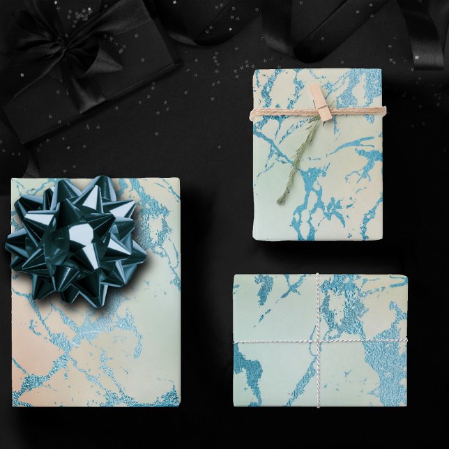 Luxe Marble | Schöne Gelb-und Korallenvene Aquamar Geschenkpapier Set (Von Creator hochgeladen)