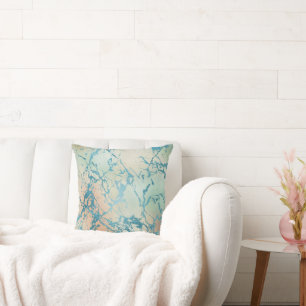 Luxe Marble Schöne Gelb-und Korallenvene Aquamar Kissen