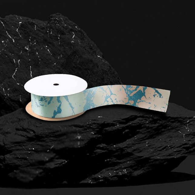 Luxe Marble | Schöne Gelb-und Korallenvene Aquamar Satinband (Von Creator hochgeladen)