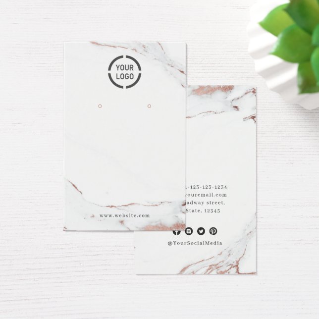 Luxe Marmor Rose Gold Logo Ohrmarkierung (Schreibtisch)