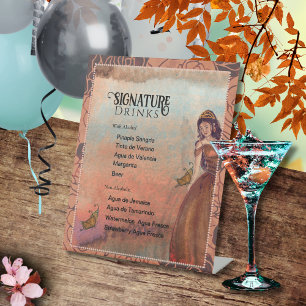 Luxe Metallic Kupfer Quinceañera Signature-Drinks  Sockelschild