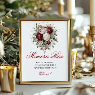 Luxe Mimosa Bar Blush Burgund Floral 8x10 Schild
