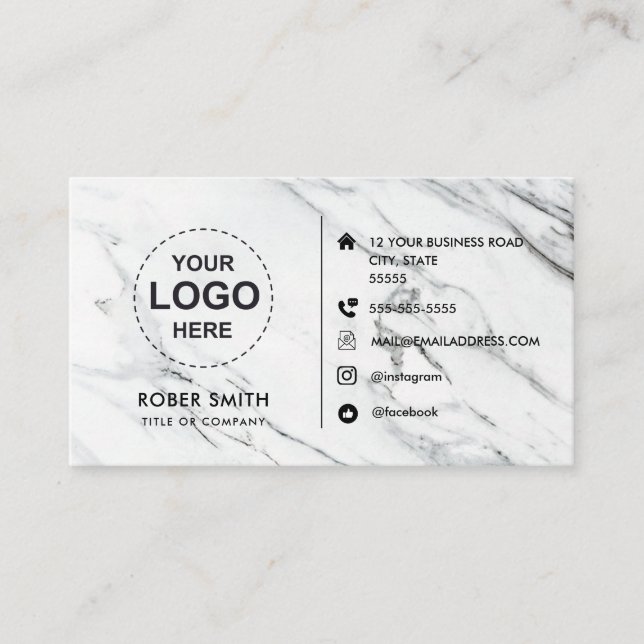 Luxe Minimalistisch Marble Business Card Visitenkarte (Vorderseite)