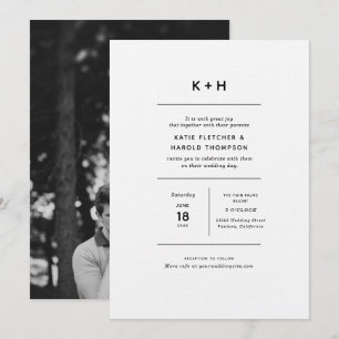 Luxe Minimalistische Foto Hochzeit Einladung