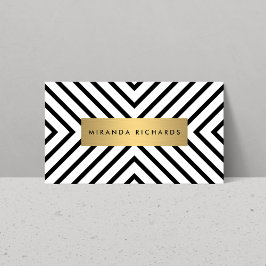 Luxe Mod Schwarz und Weiß Muster mit Gold Bar Visitenkarte