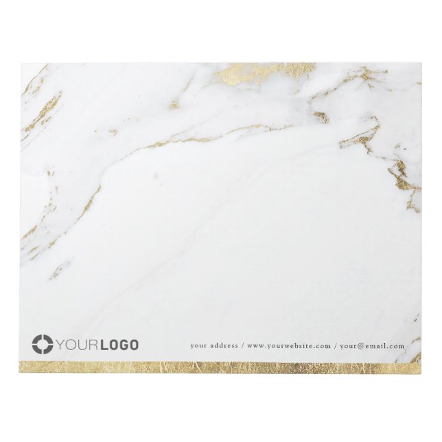 Luxe moderne Goldmarmor personalisiert Stationery Notizblock (Vorderseite)