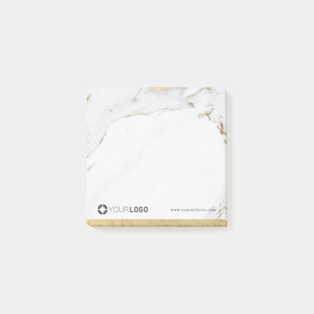 Luxe moderne Imitate Gold Marmor Firmenlogo Post-it Klebezettel (Vorderseite)