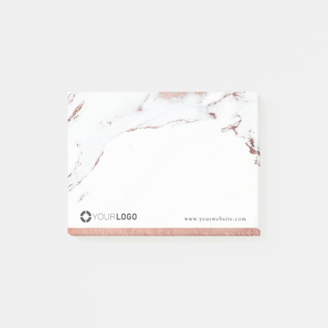 Luxe moderne Imitate Rose Gold Marmor Firmenlogo Post-it Klebezettel (Vorderseite)