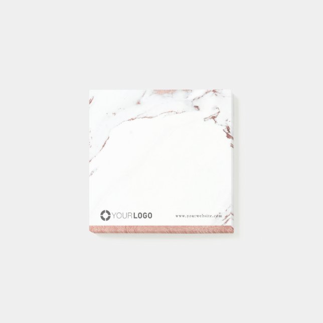 Luxe moderne Imitate Rose Gold Marmor Firmenlogo Post-it Klebezettel (Vorderseite)