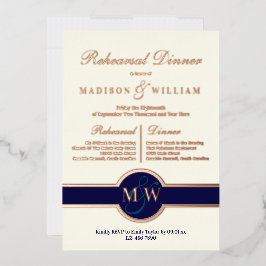 Luxe Monogram Probe Dinner Rose Gold Folieneinladung