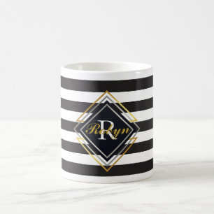 Luxe Monogramm-Streifen Tasse