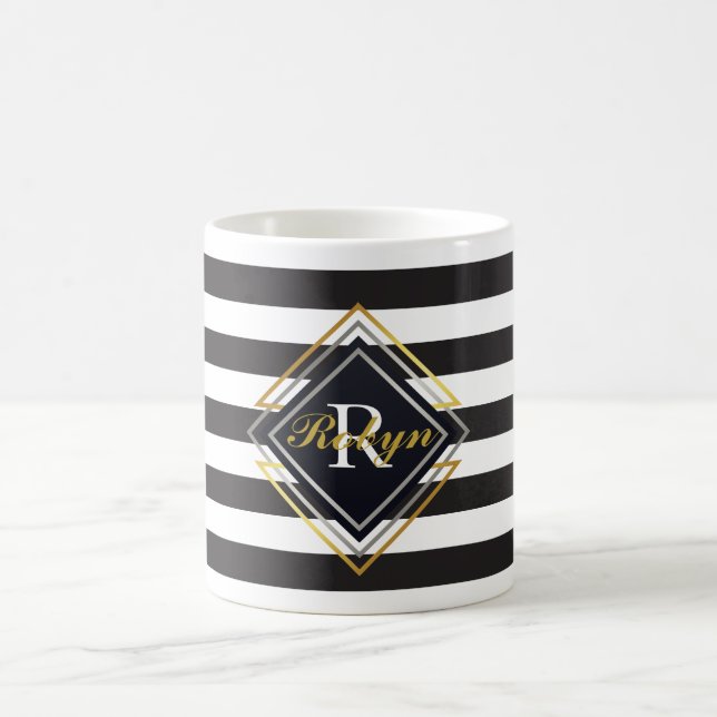 Luxe Monogramm-Streifen Tasse (Mittel)