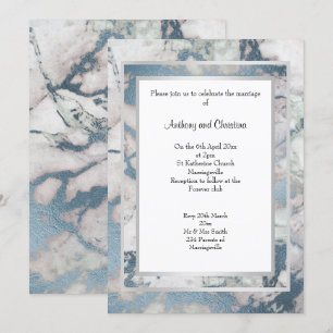 LUXE NAVY BLUE SILVER MARBLE WEDING INVITATION EINLADUNG