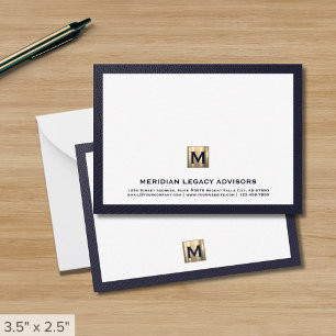 Luxe Navy Gold Business Note Card Mitteilungskarte