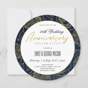 LUXE NAVY GOLD ROSE FLORAL JEDES JAHR EINLADUNG